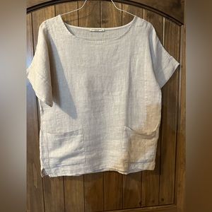 Tan linen pullover blouse